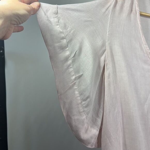 YOUNG FABULOUS & BROKE Women's Russo Ruffle Sleeve Button-Up Blouse Pink Large - Picture 7 of 10